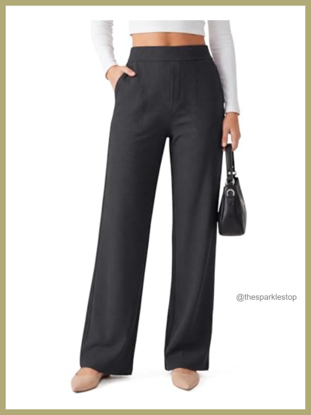 Waffle Wide Leg Dress Pants High Waisted Work Trousers